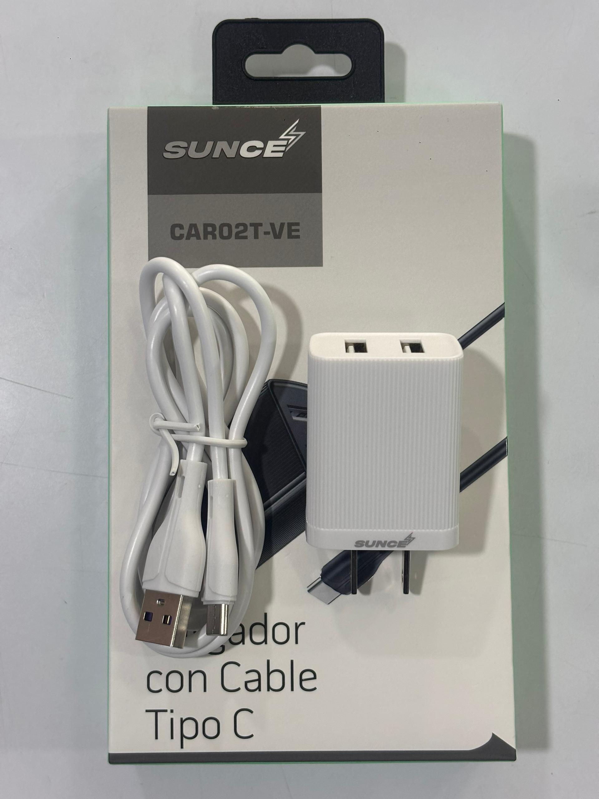 CARGADOR SUNCE DOBLE PUERTO TIPO C BLANCO